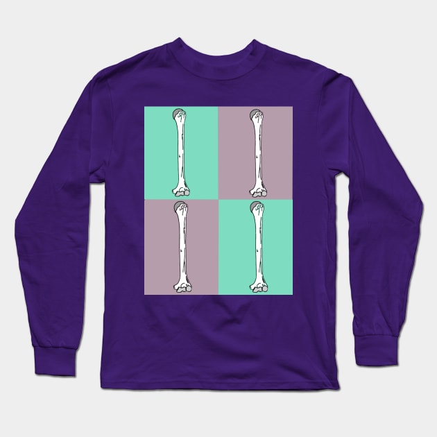 Four Square Teal and Mauve Humerus Design Long Sleeve T-Shirt by Humerushumor